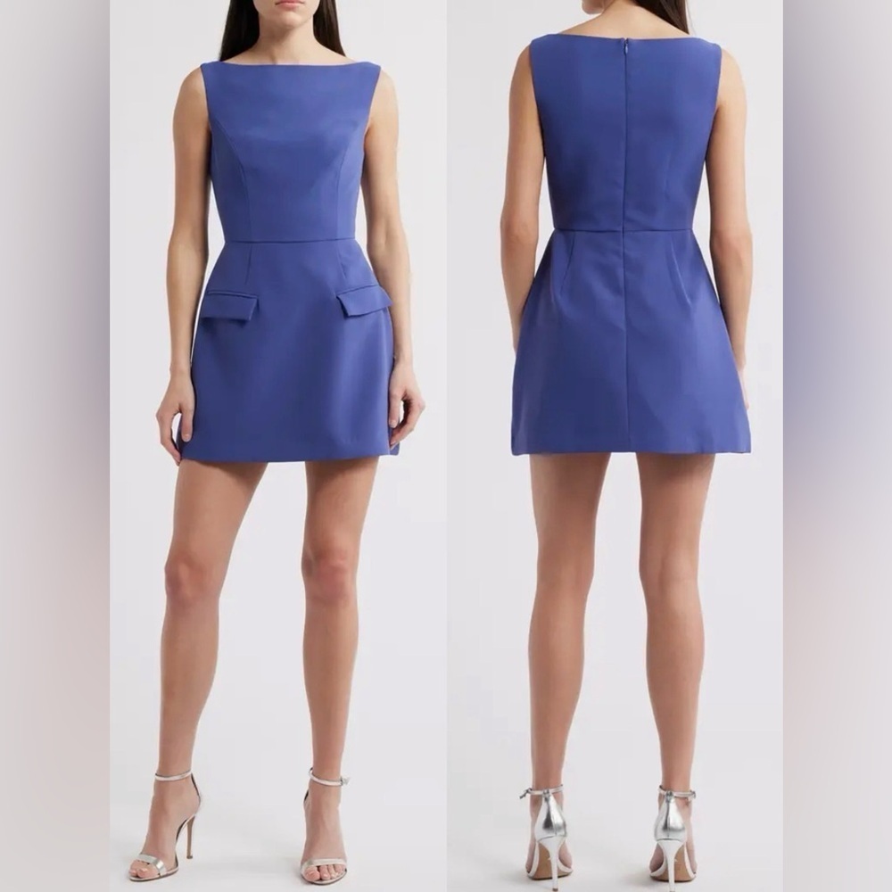 NEW Amanda Uprichard Banco Sculptural A-Line Sleeveless serenity blue dress Sz M